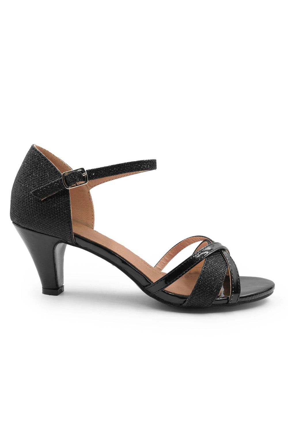 Where's That From Angeline' Glitter Strappy Low Mid Heel Sandals
