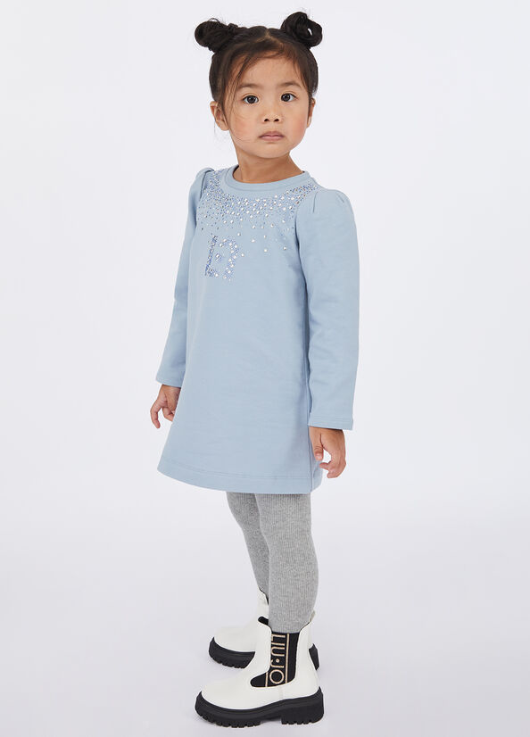 Abito in felpa di cotone con strass