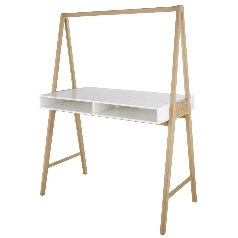 Kurumi BUSINESS - Bureau debout professionnel coloris blanc et naturel