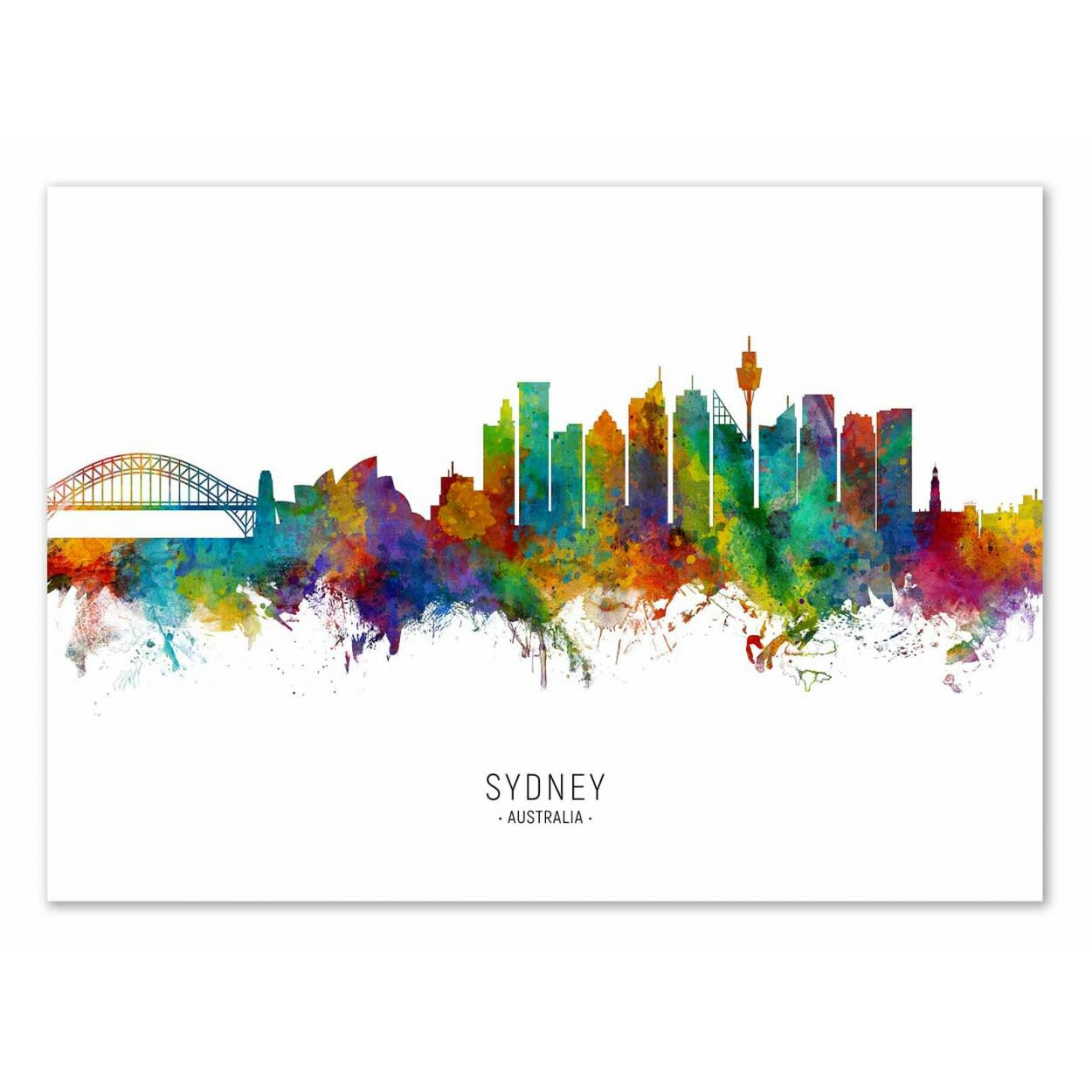 MICHAEL TOMPSETT - SYDNEY AUSTRALIA SKYLINE (COLORED VERSION) -  Affiche d