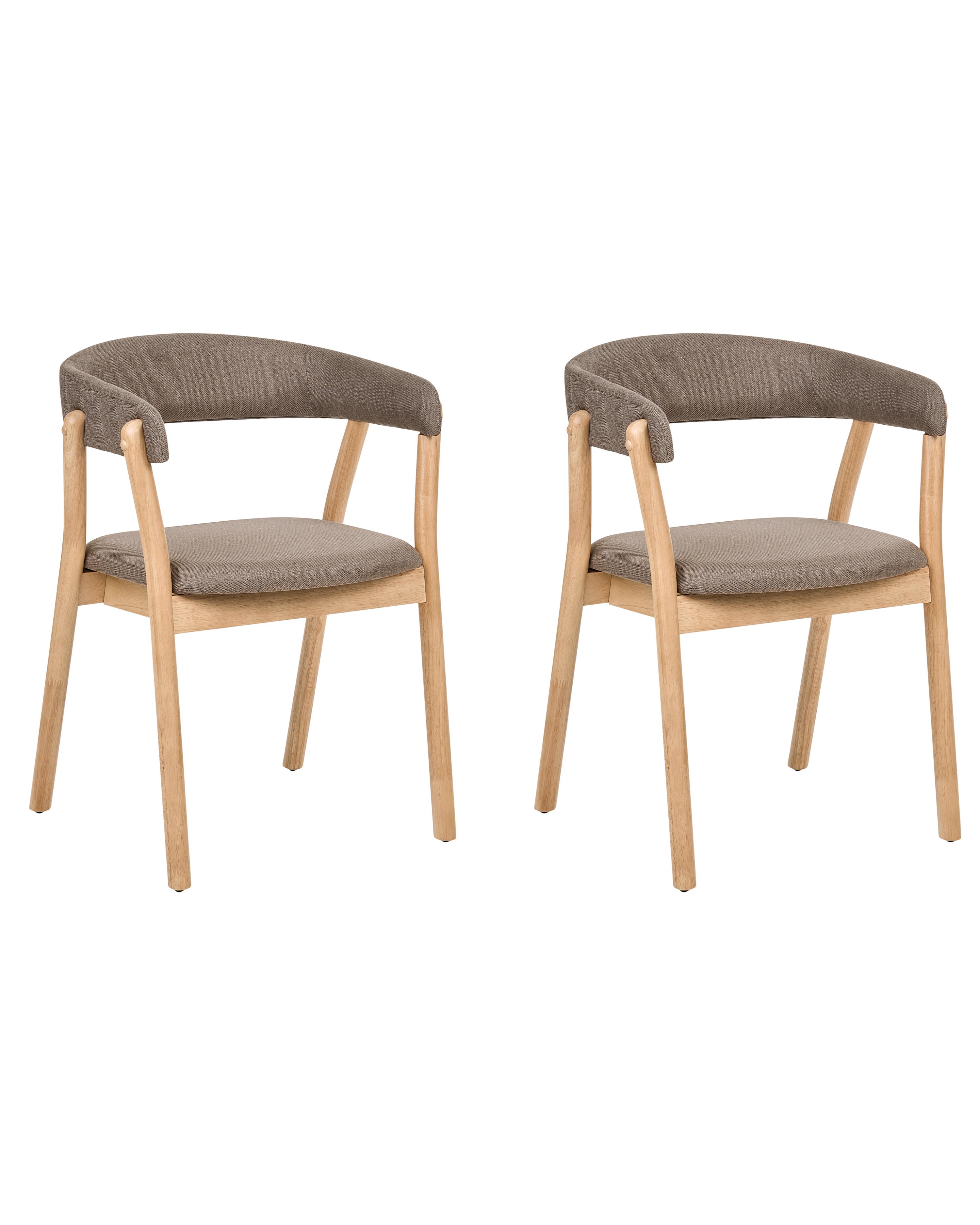 Set of 2 Dining Chairs MYLO Fabric Light Brown/ Brown
