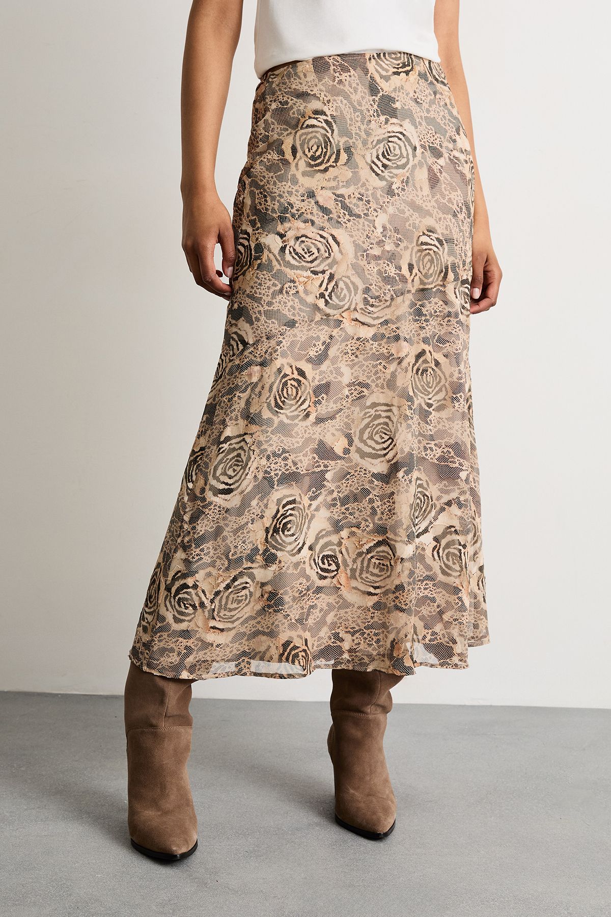 Warehouse Burnout Chiffon Printed Midaxi Skirt