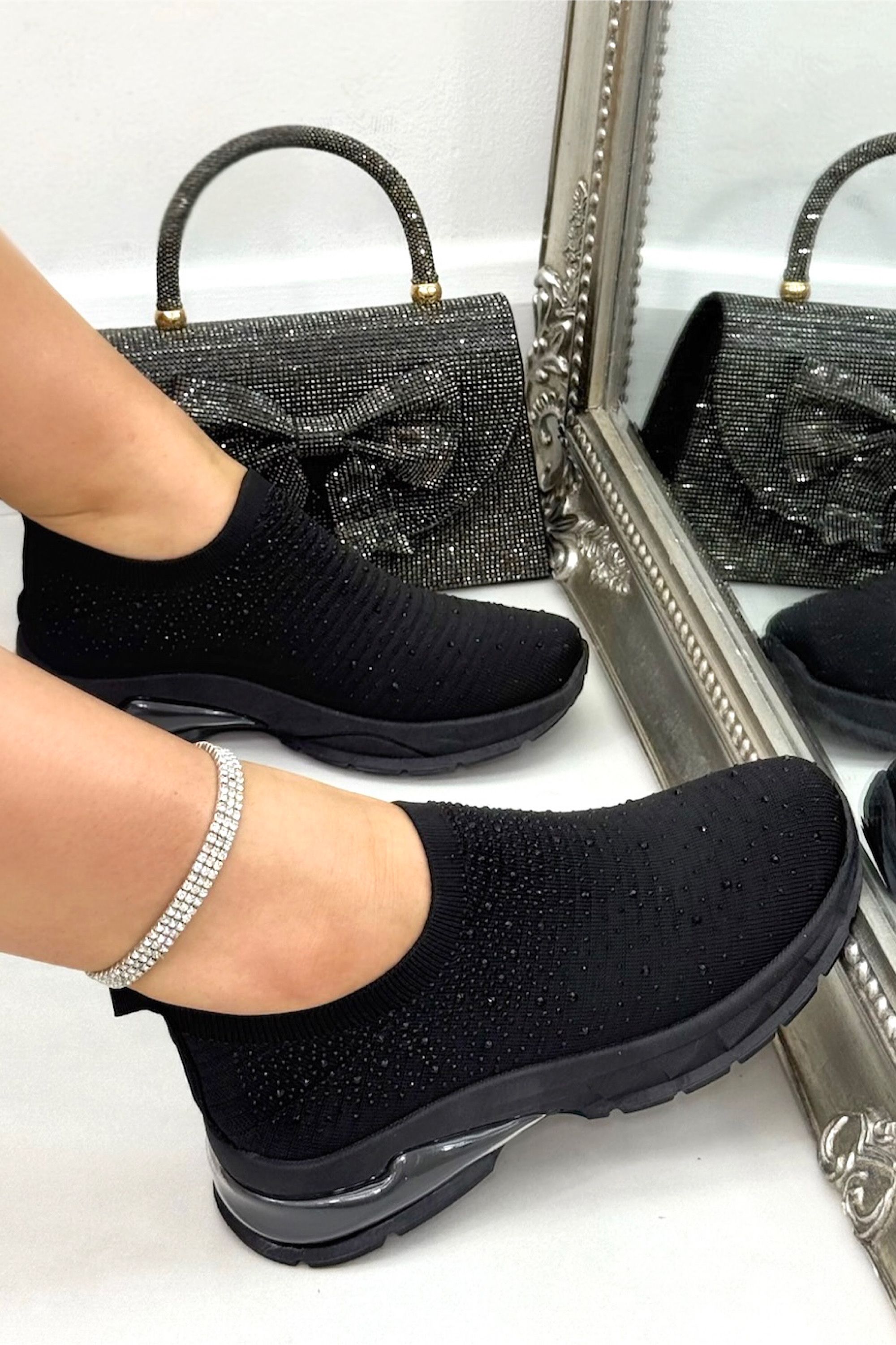 Love Lemonade Crystal Luminate Stretch Sock Slip On Trainers