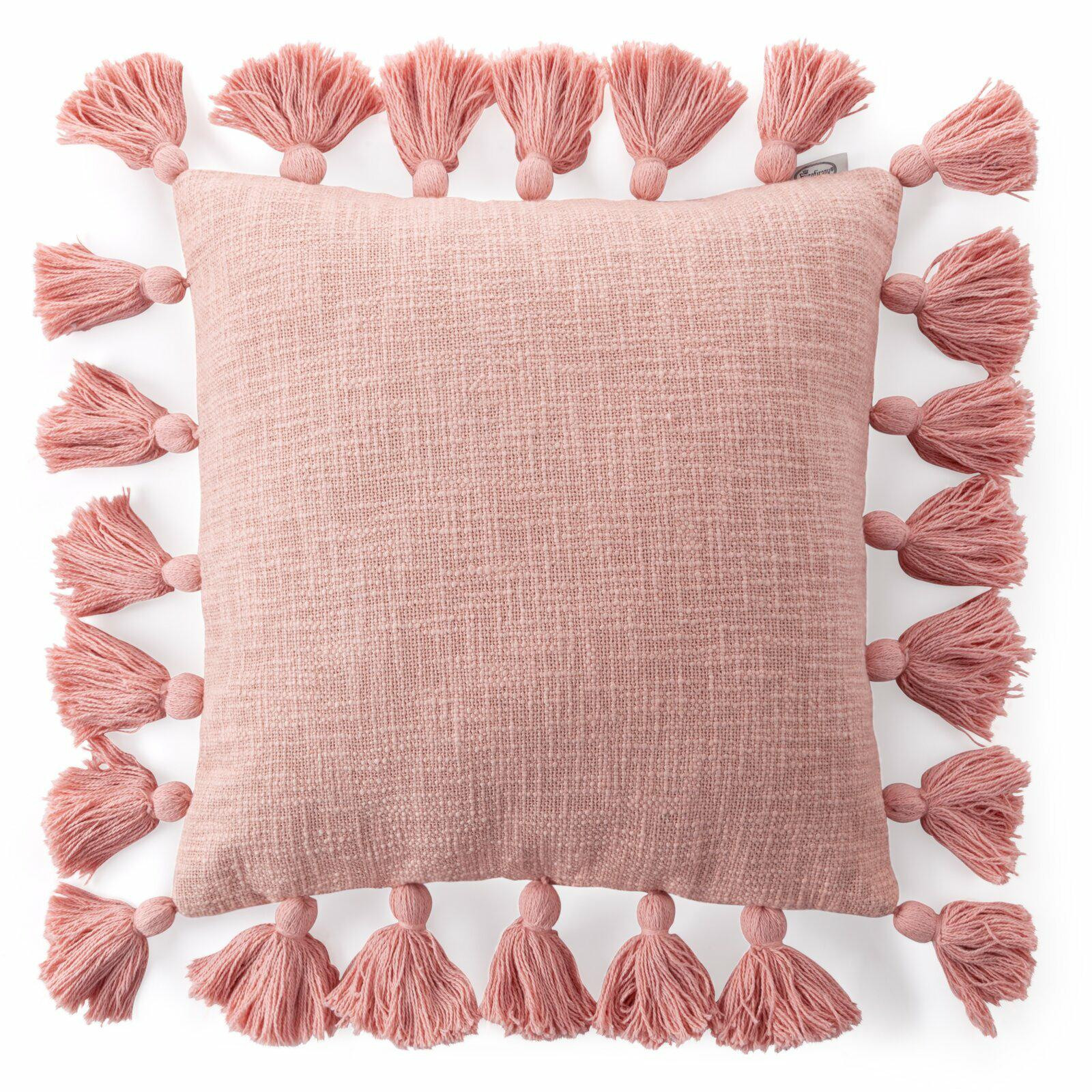 Poszewka dekoracyjna ASTI 45x45 cm boho frędzle róż chwosty