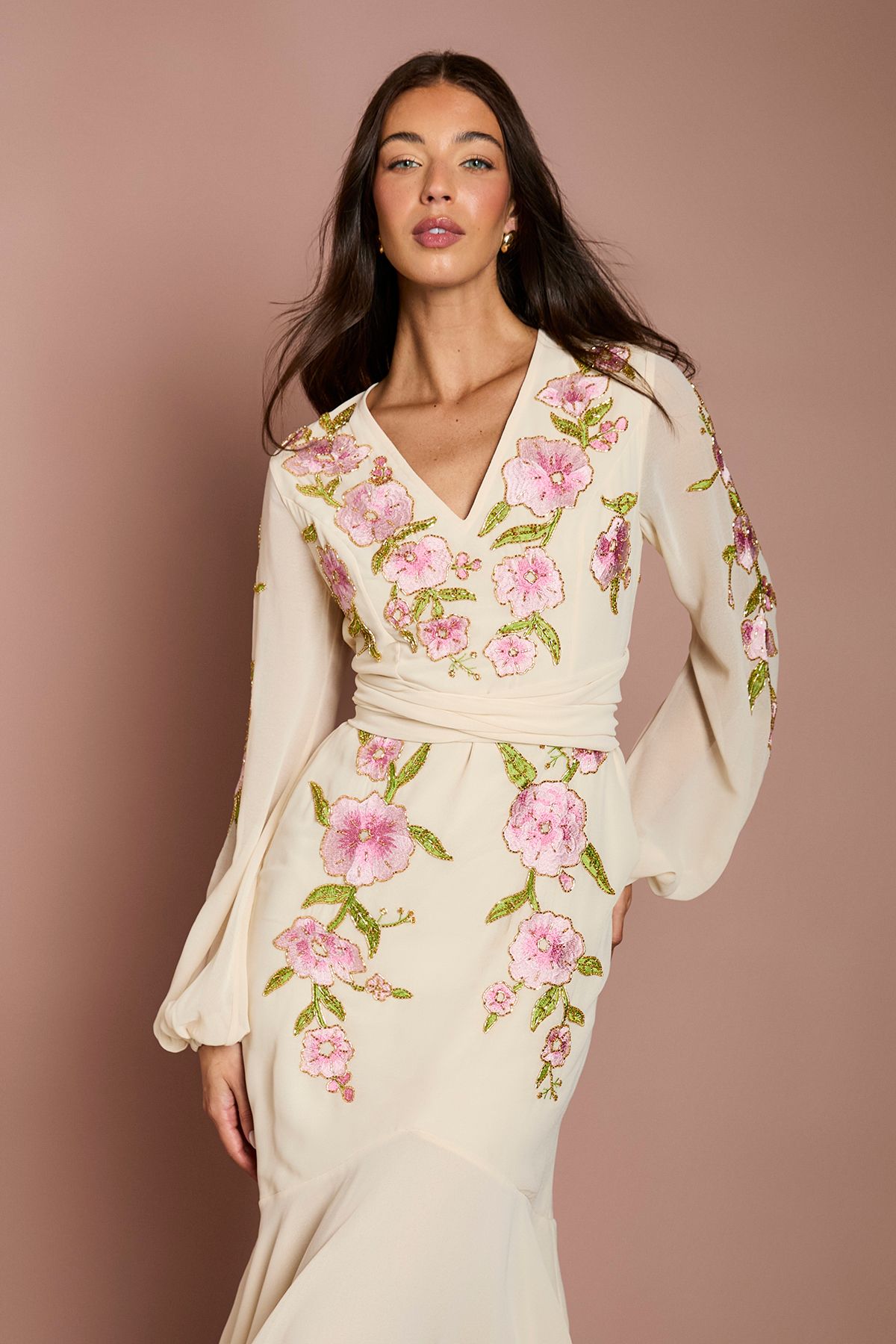 Coast Sequin Embellished And Embroidered High Low Maxi Dress