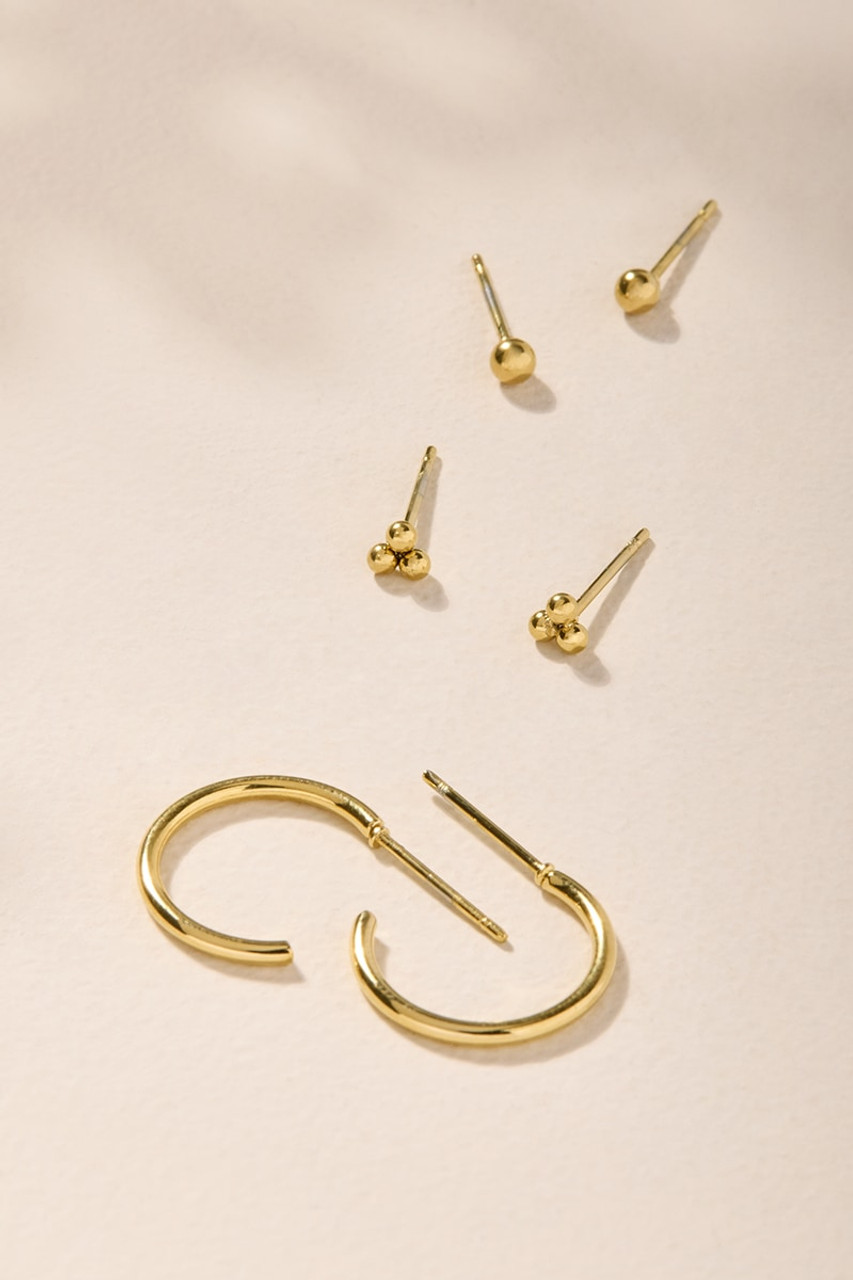 Carla Gold Mixed Style Earring Set