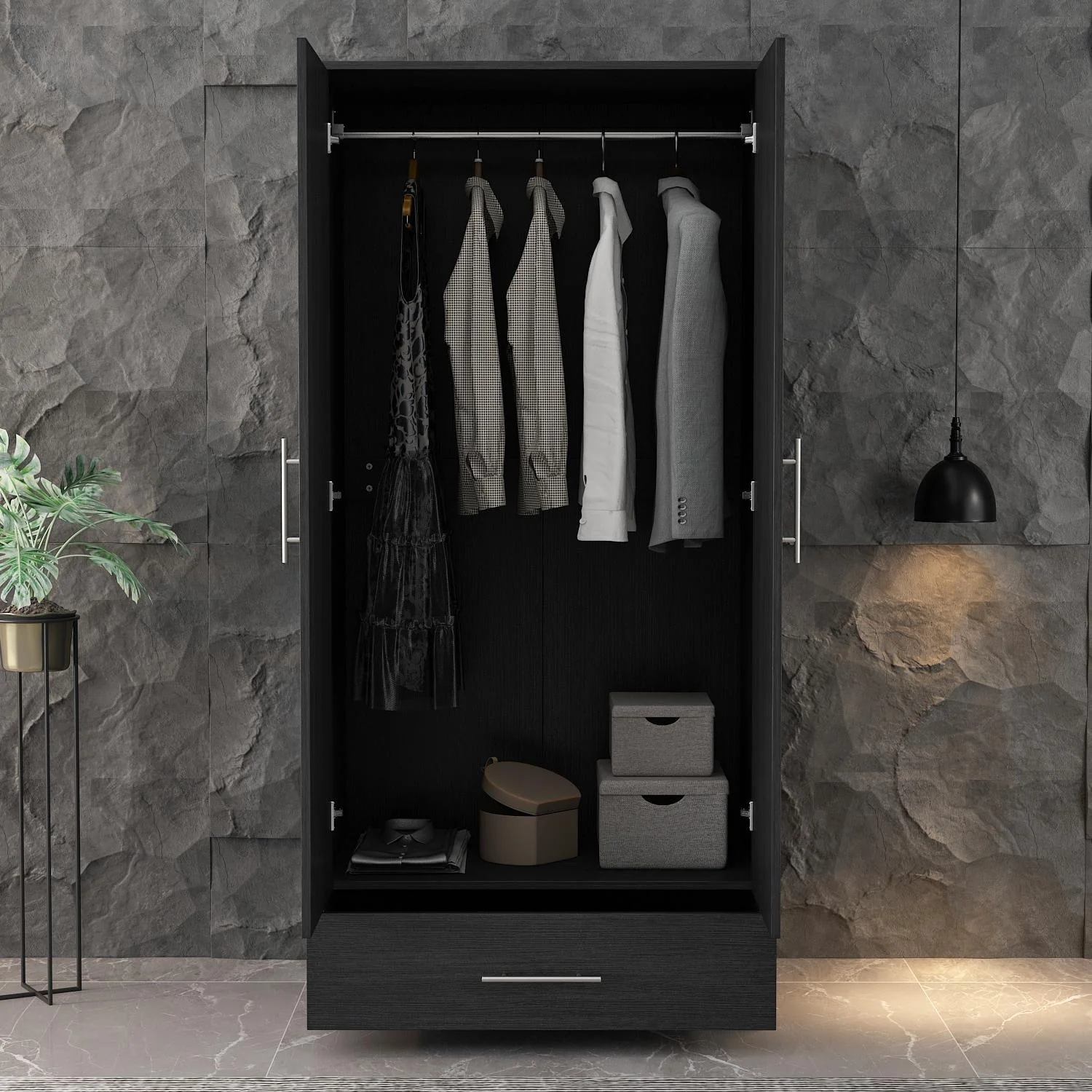 31.5W x 66.9H Wardrobe Armoire For Bedroom Saving Saving