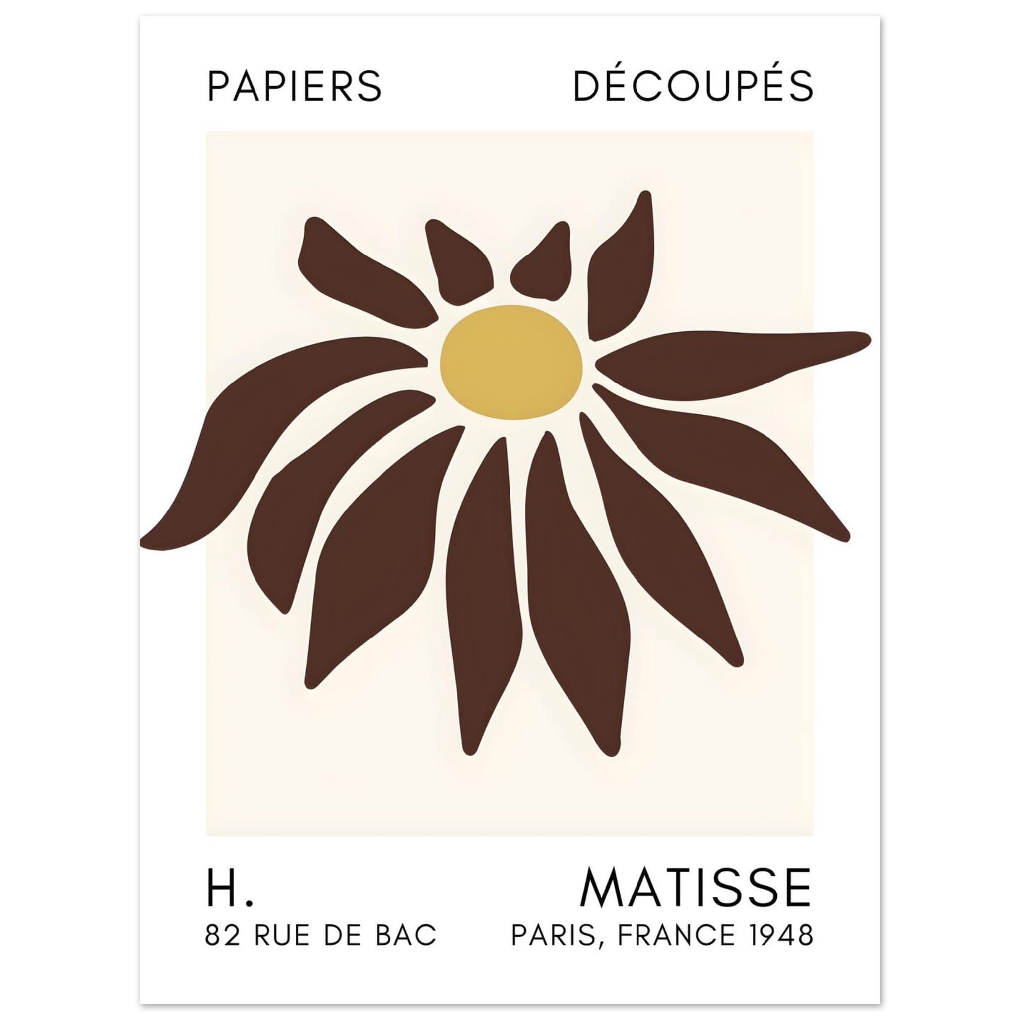 Artfulprints Poster Matisse – Deep sea dance brown  - 30x40 cm - Bruin