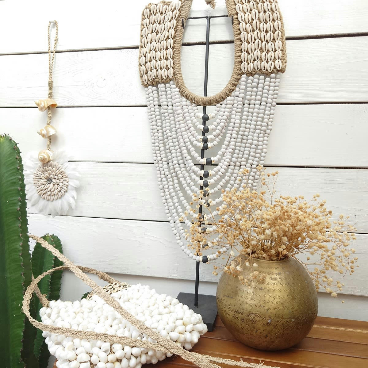 SHELLY - Collier décoratif, blanc L30xH60 cm