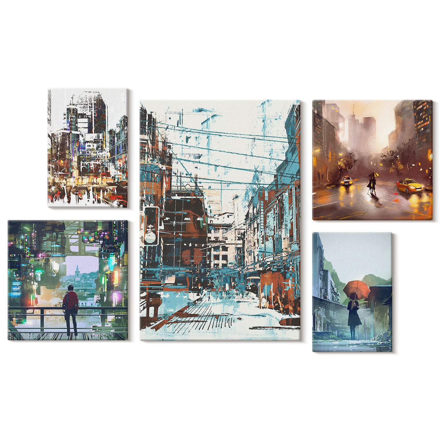 Obraz canvas 5 części Miejskie pejzaże|20x30, 30x30, 40x60|Wallfluent