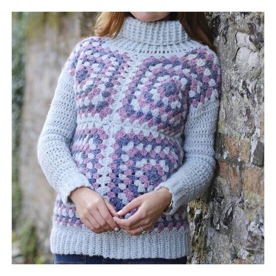 Knitcraft Granny Square Roll Neck Jumper Digital Pattern 0353