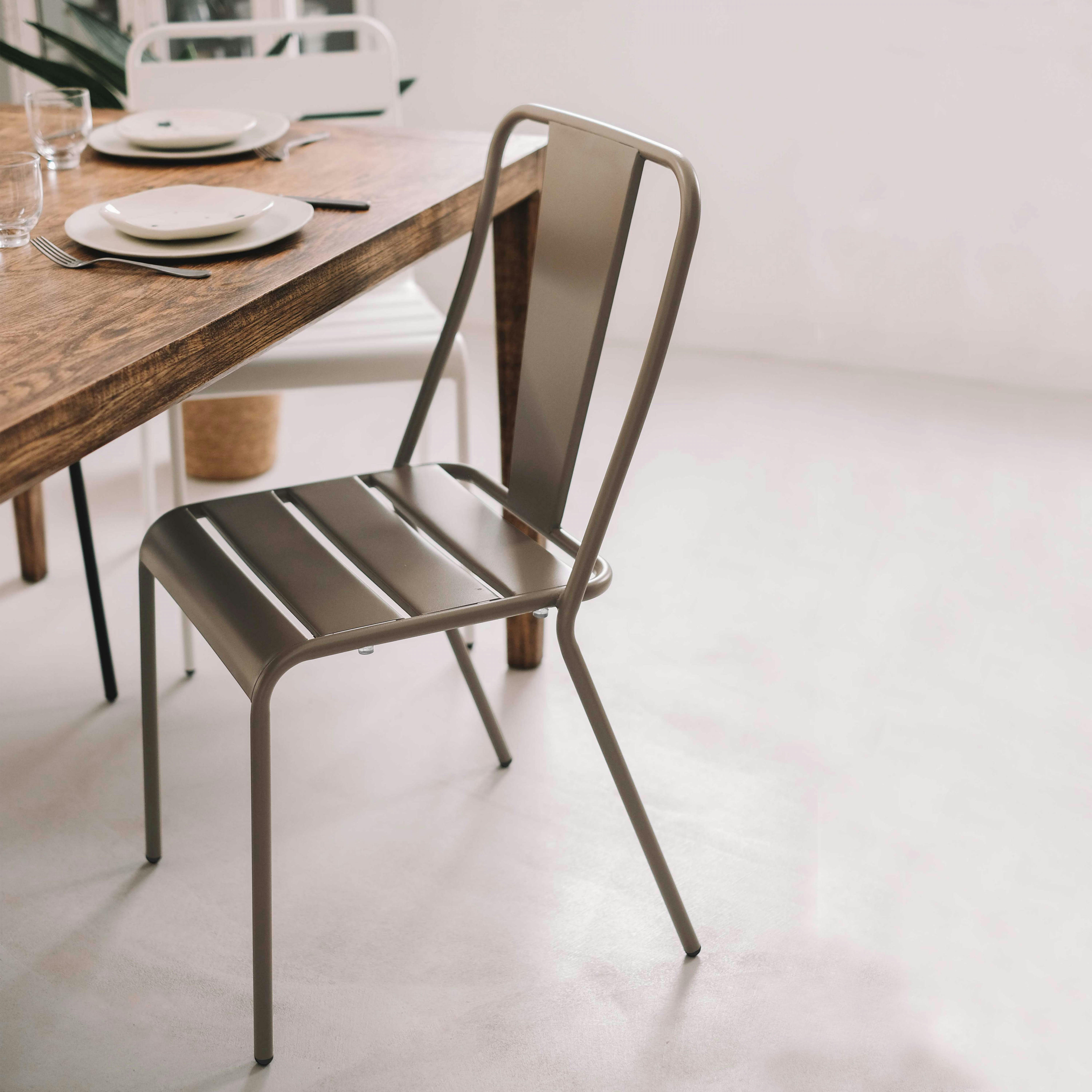 DIEPPE - Chaise en métal taupe