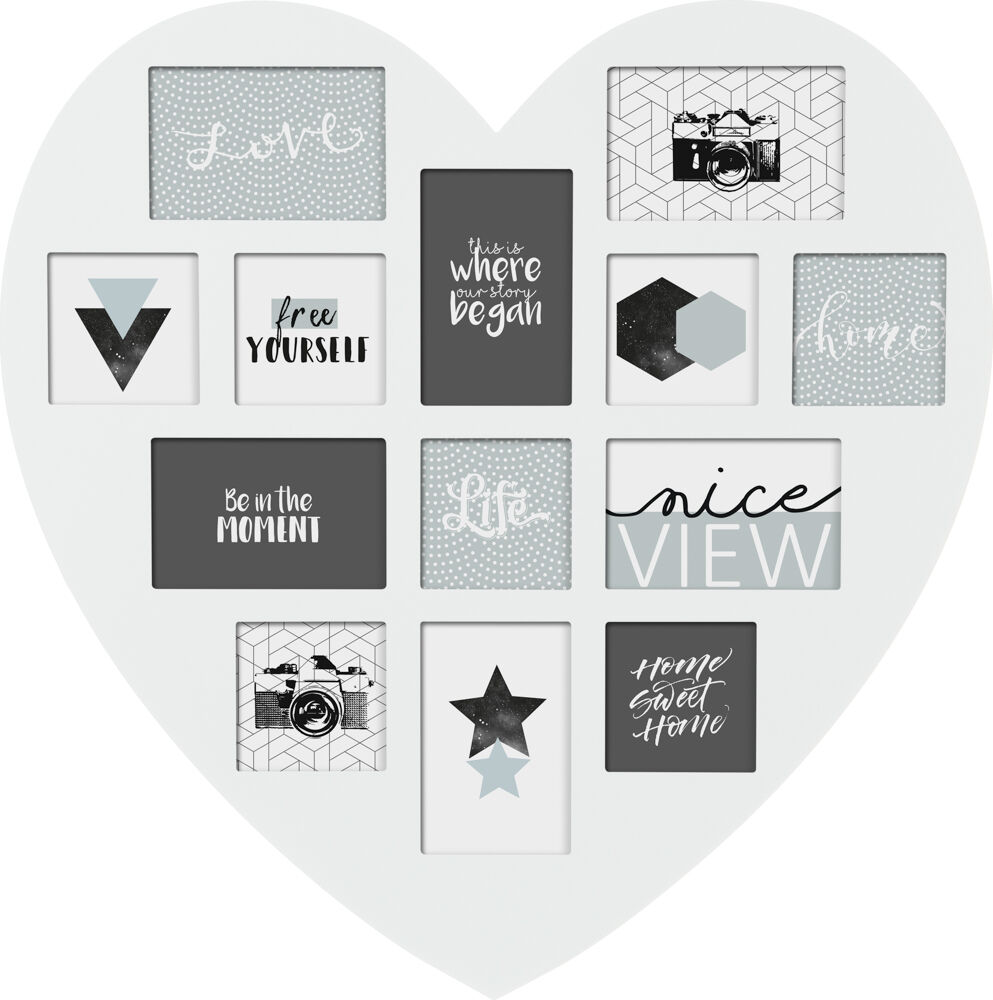 Multimoldura coração branca