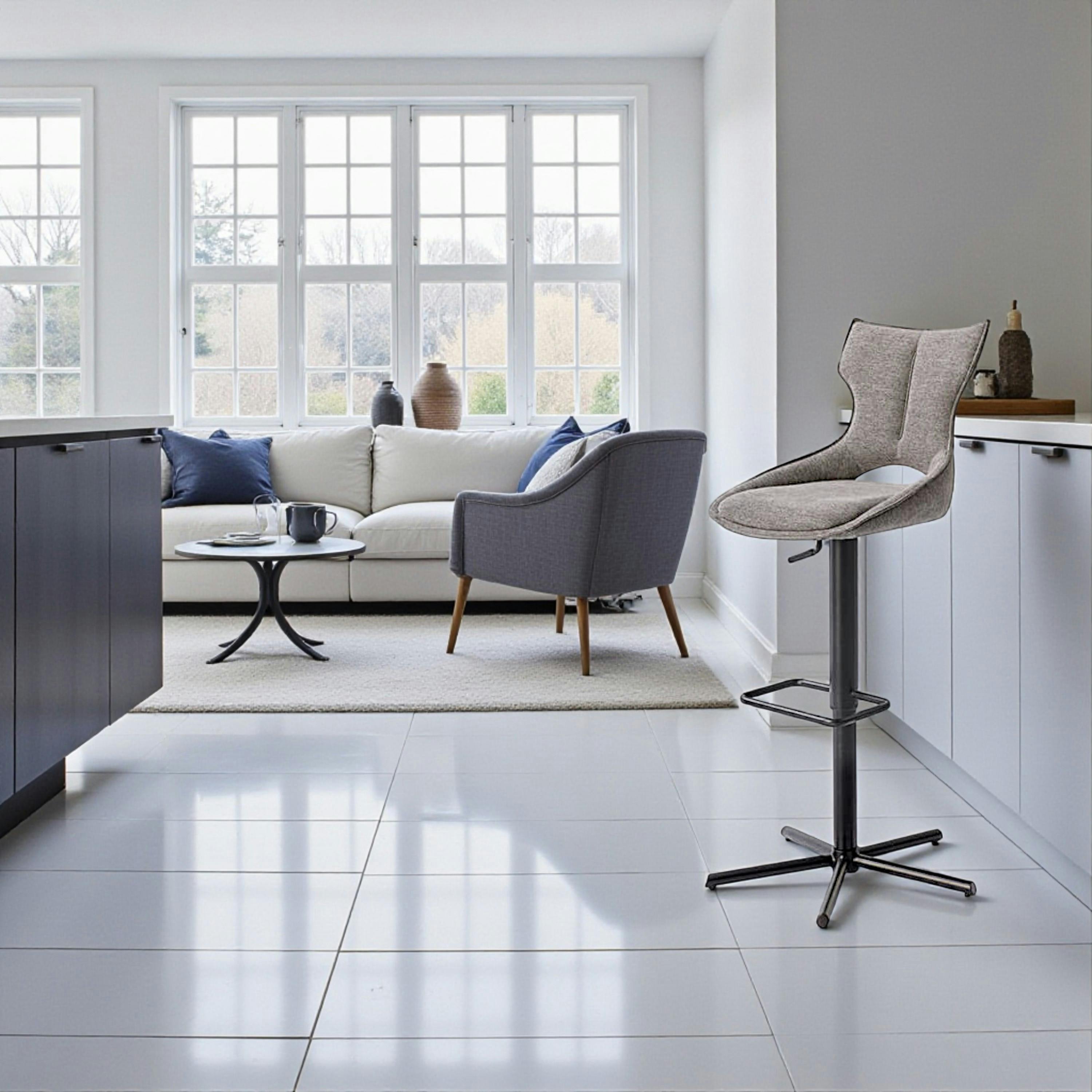 Chaise de bar réglable grise à dossier ouvert (lot de 2) LOMBARDIE