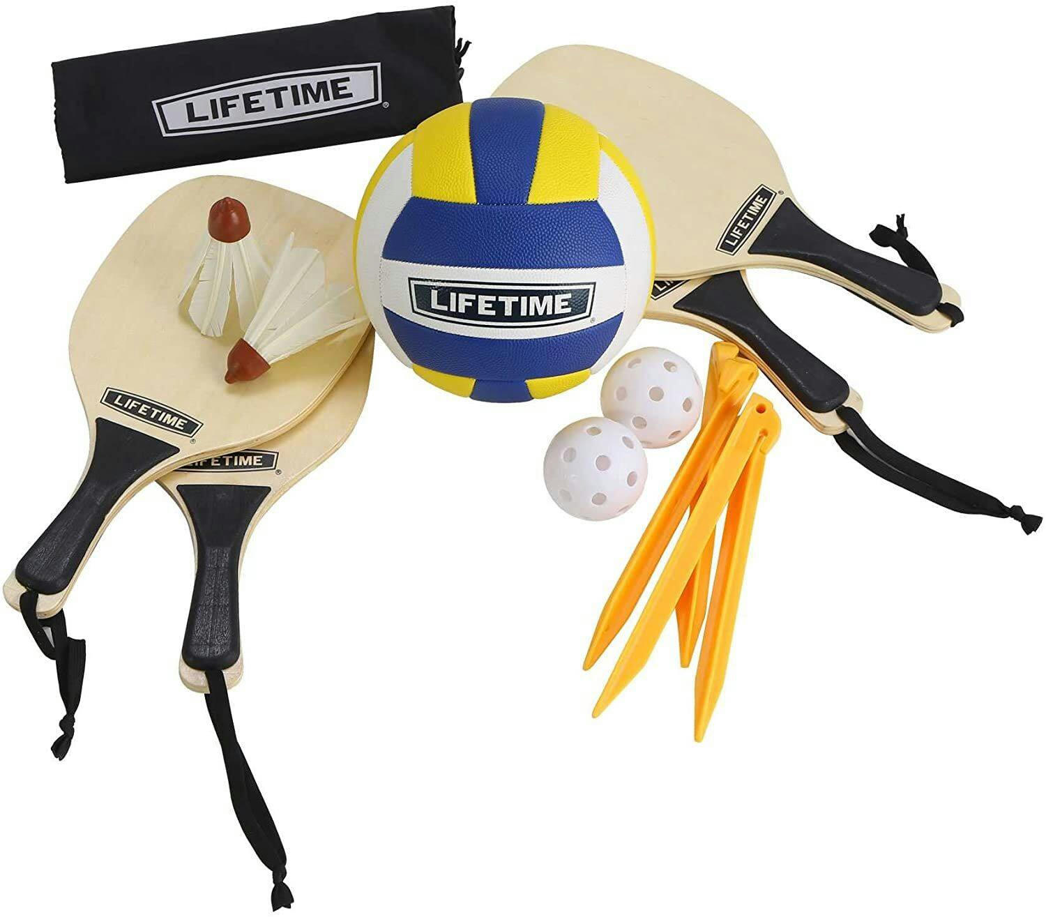Lifetime 3-Sport Adjustable Pickleball, Volleyball, Badminton Game Set