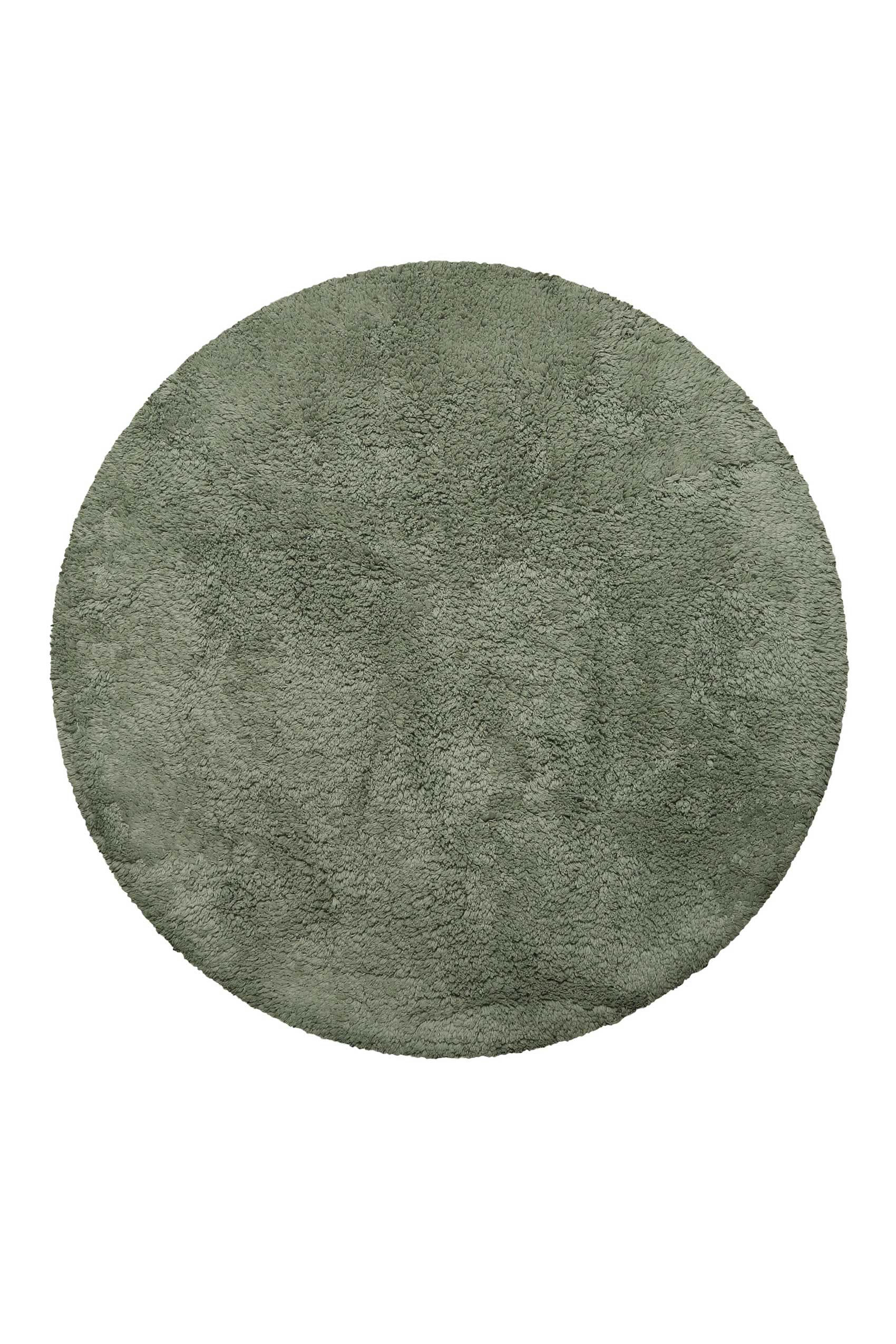OLE - Tapis de bain rond doux vert kaki coton 90 rd.