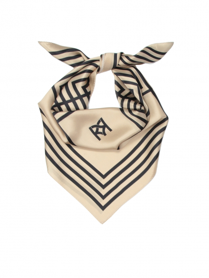 Ladies’ elegant silk neckerchief in squares and monograms