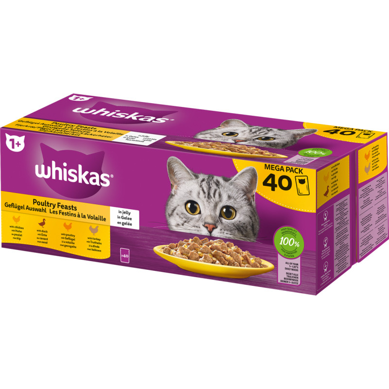 Patée pour chat 1  Les Festins à la Volaille en gelée 85 g 40 pièces WHISKAS