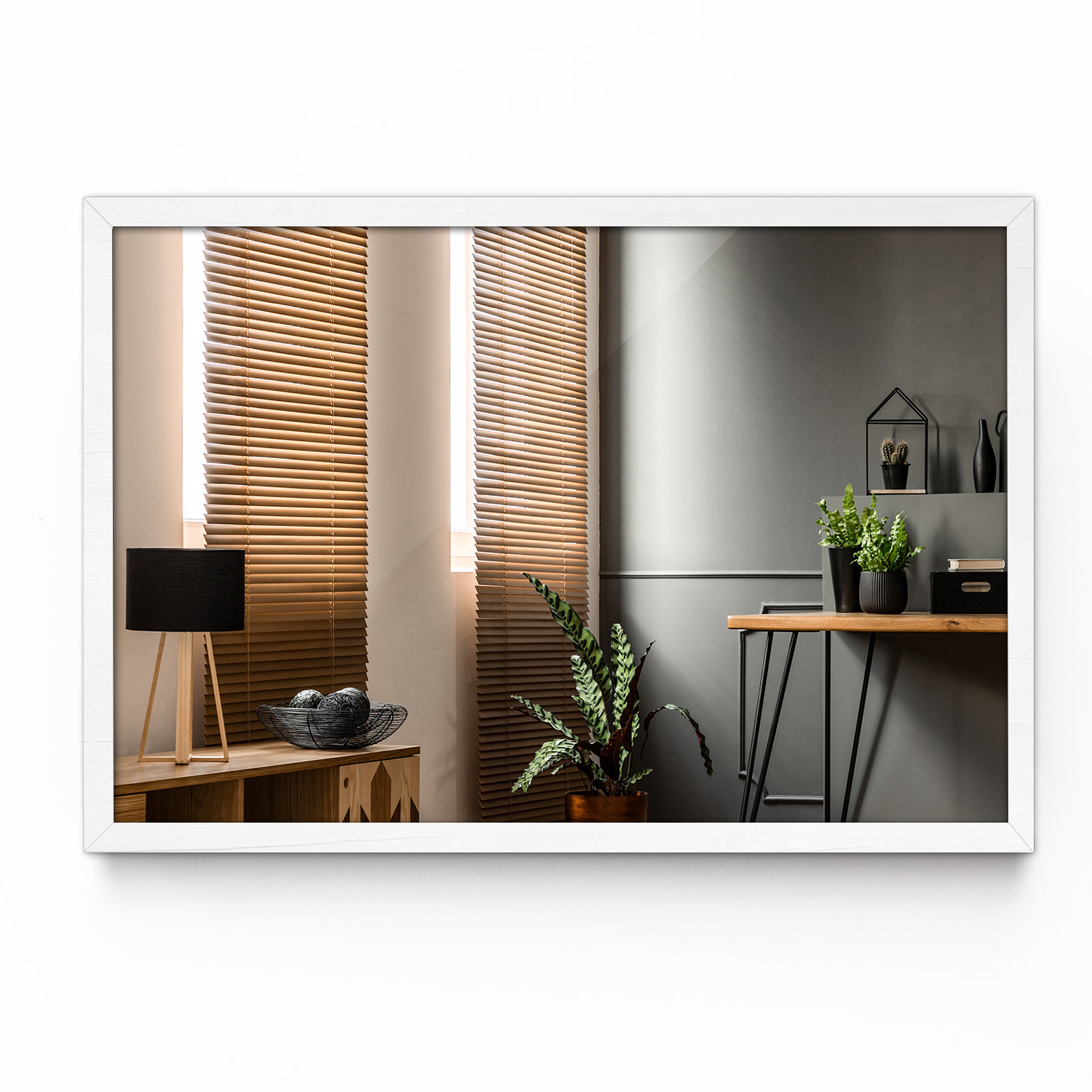 Duże Lustro Łazienkowe Glamour w Białej Ramie 100x70 cm