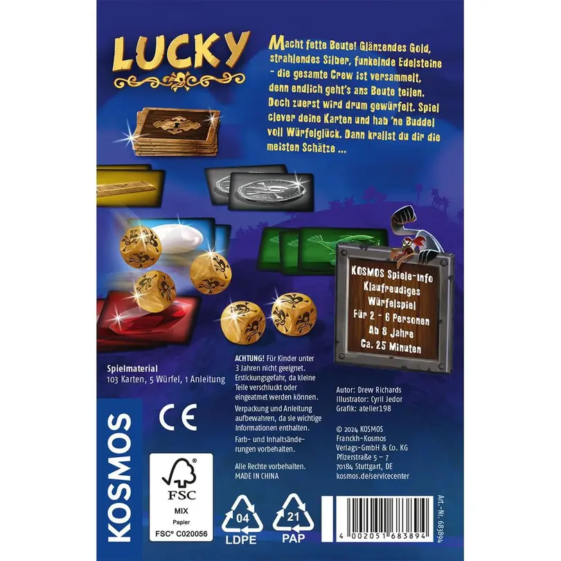 Würfelspiel Set bestehend aus verschiedenen Artikeln Lucky