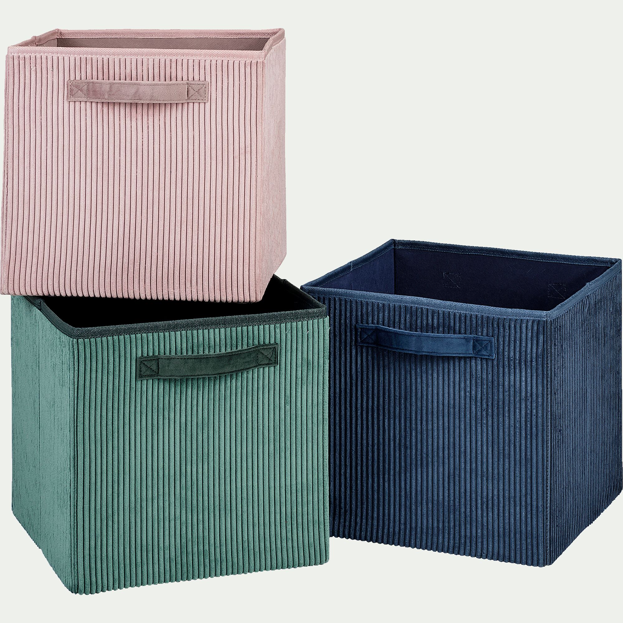 VELA - Panier de rangement en velours côtelé - rose H30xL30cm