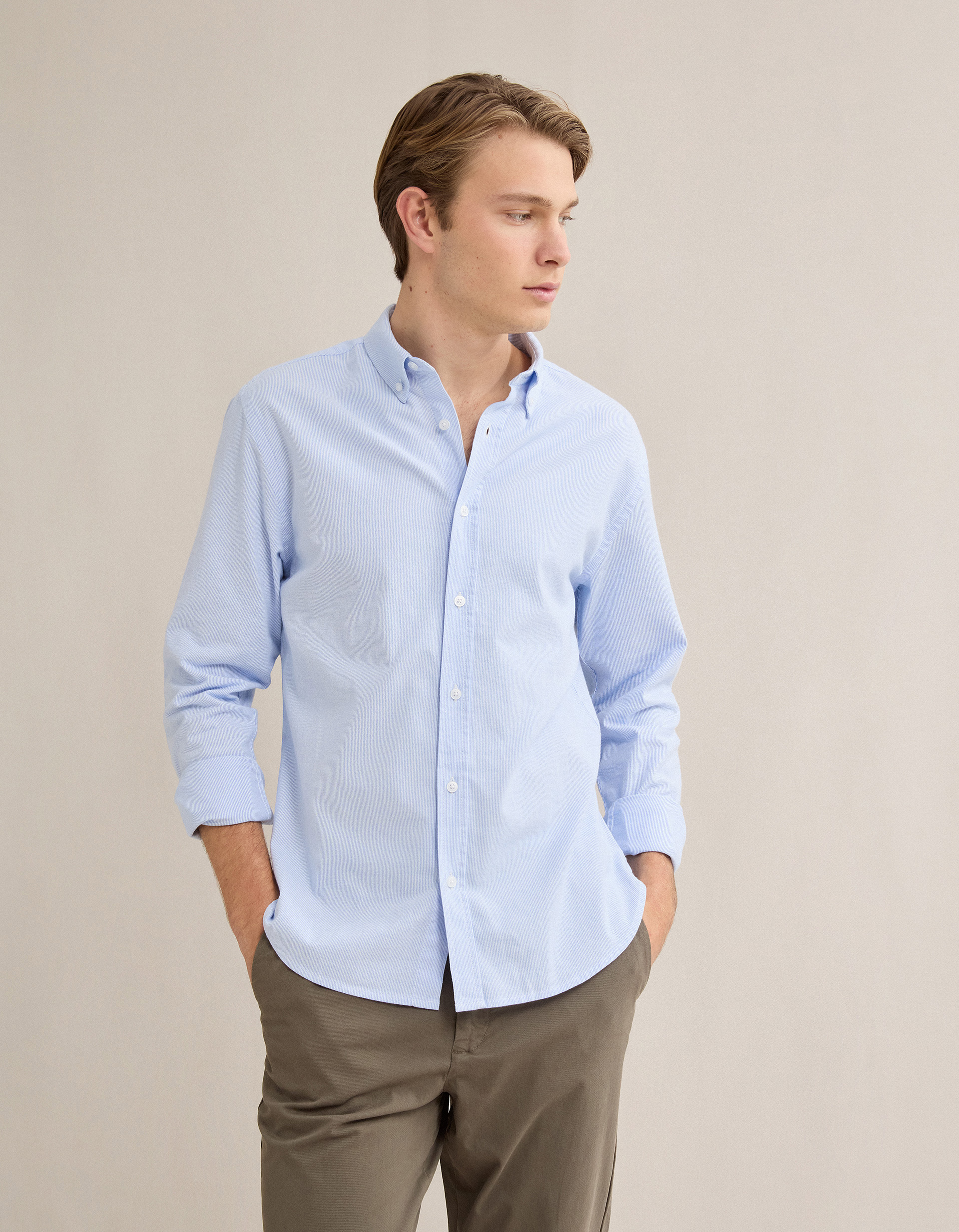 Camisa 'Slim Fit', Homem, Azul Claro
