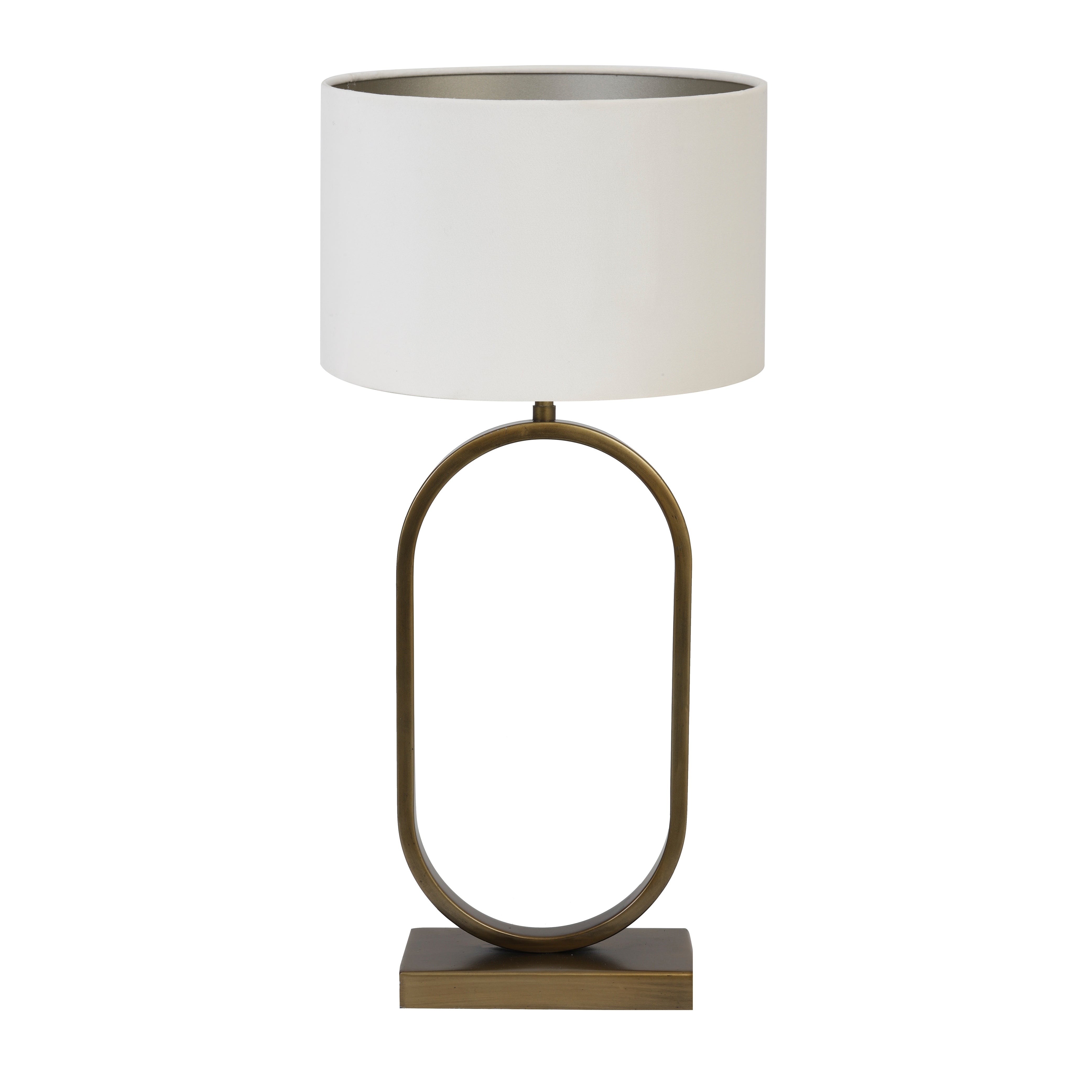 Light & Living tafellamp Jamiri/Velours - ant. brons, wit - 30x30x67cm