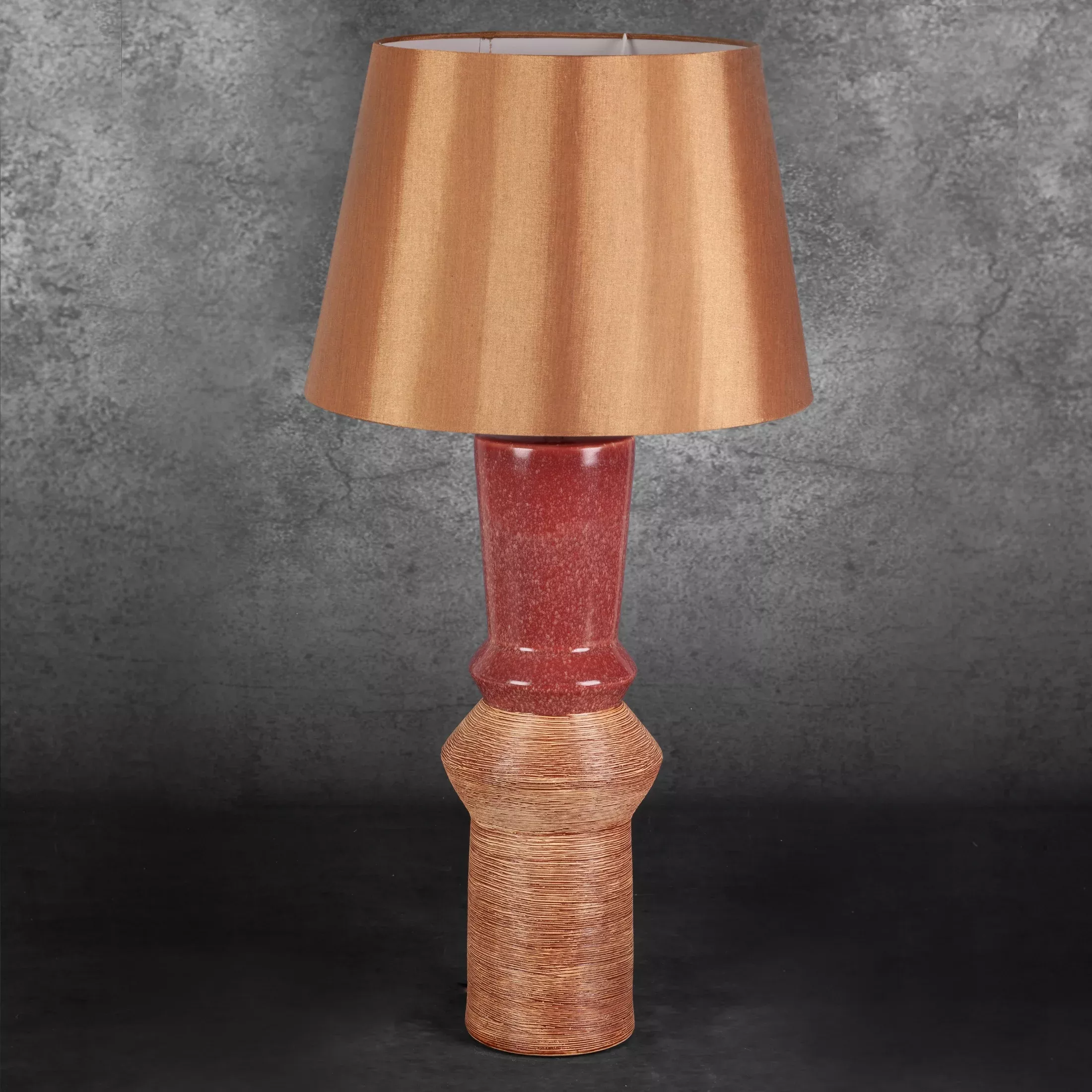 Lampa ceramiczna ceglasto-złota średnica 35x75 cm ELDA
