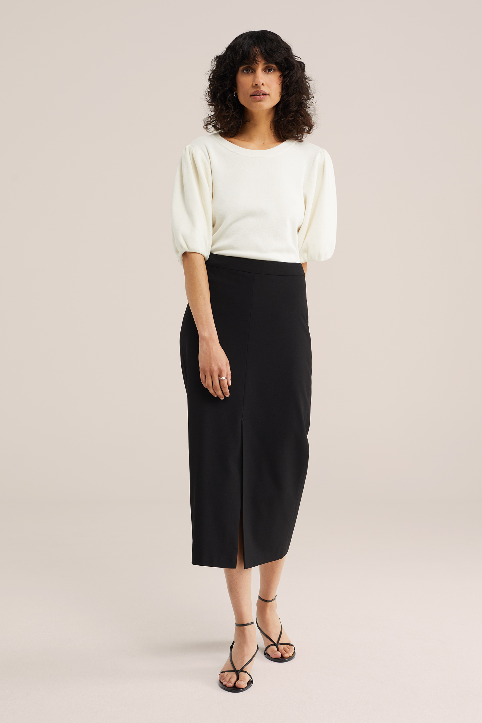 Dames Midi-kokerrok van wolmix