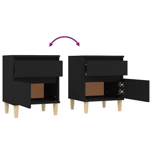 NNEVL Bedside Cabinets 2 pcs Black 40x35x50 cm