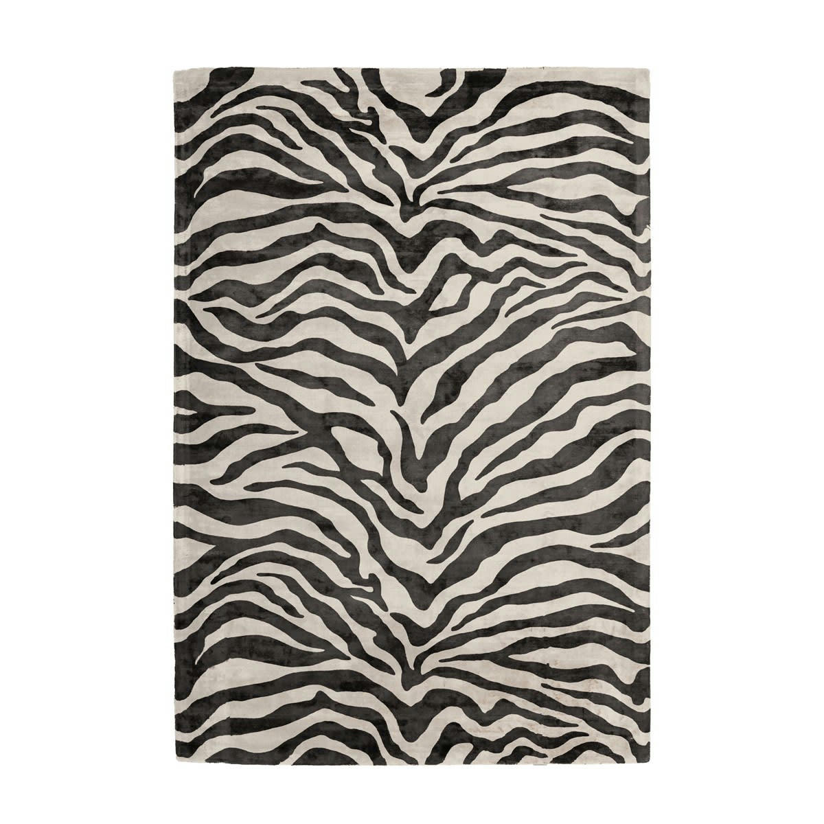 ZEBRA - Tapis moderne fait main en Viscose Noir 80x150 cm