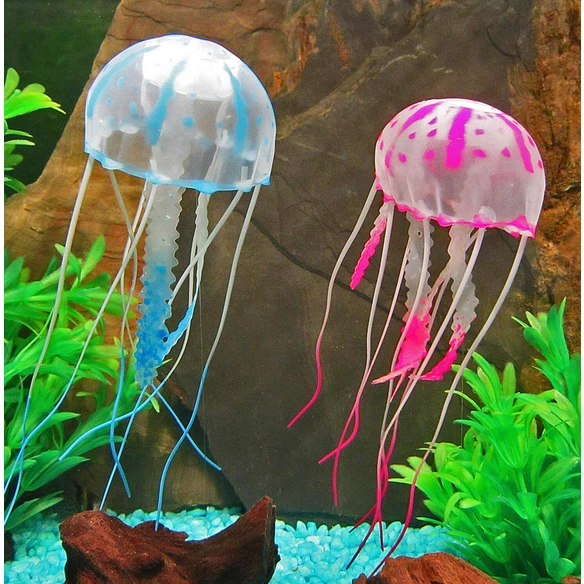 Aquariendekoration, Silikon Qualle, Silikon, blau