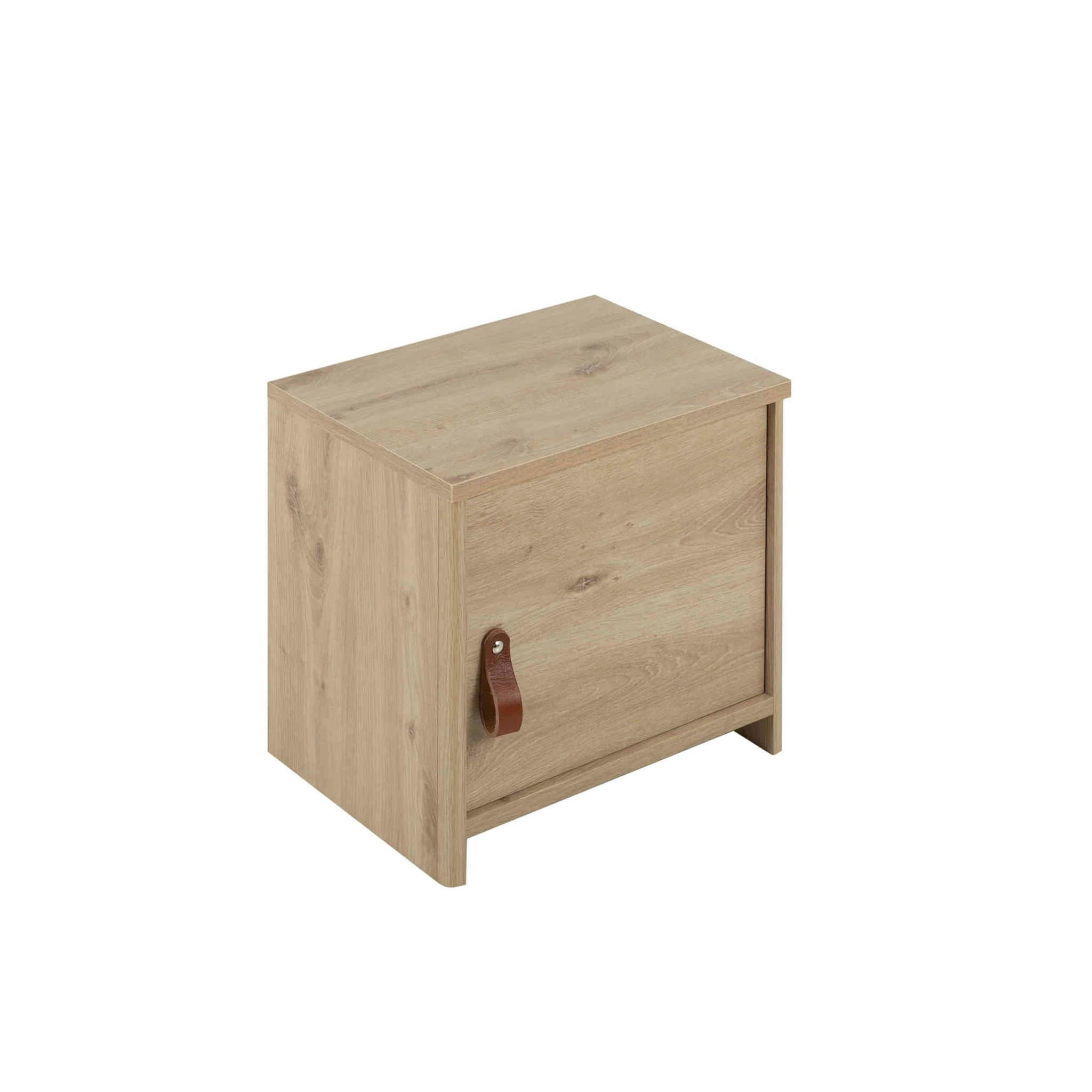 - Table de chevet 1 porte en bois imitation chêne clair