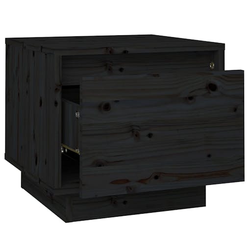 NNEVL Bedside Cabinets 2 pcs Black 35x34x32 cm Solid Wood Pine