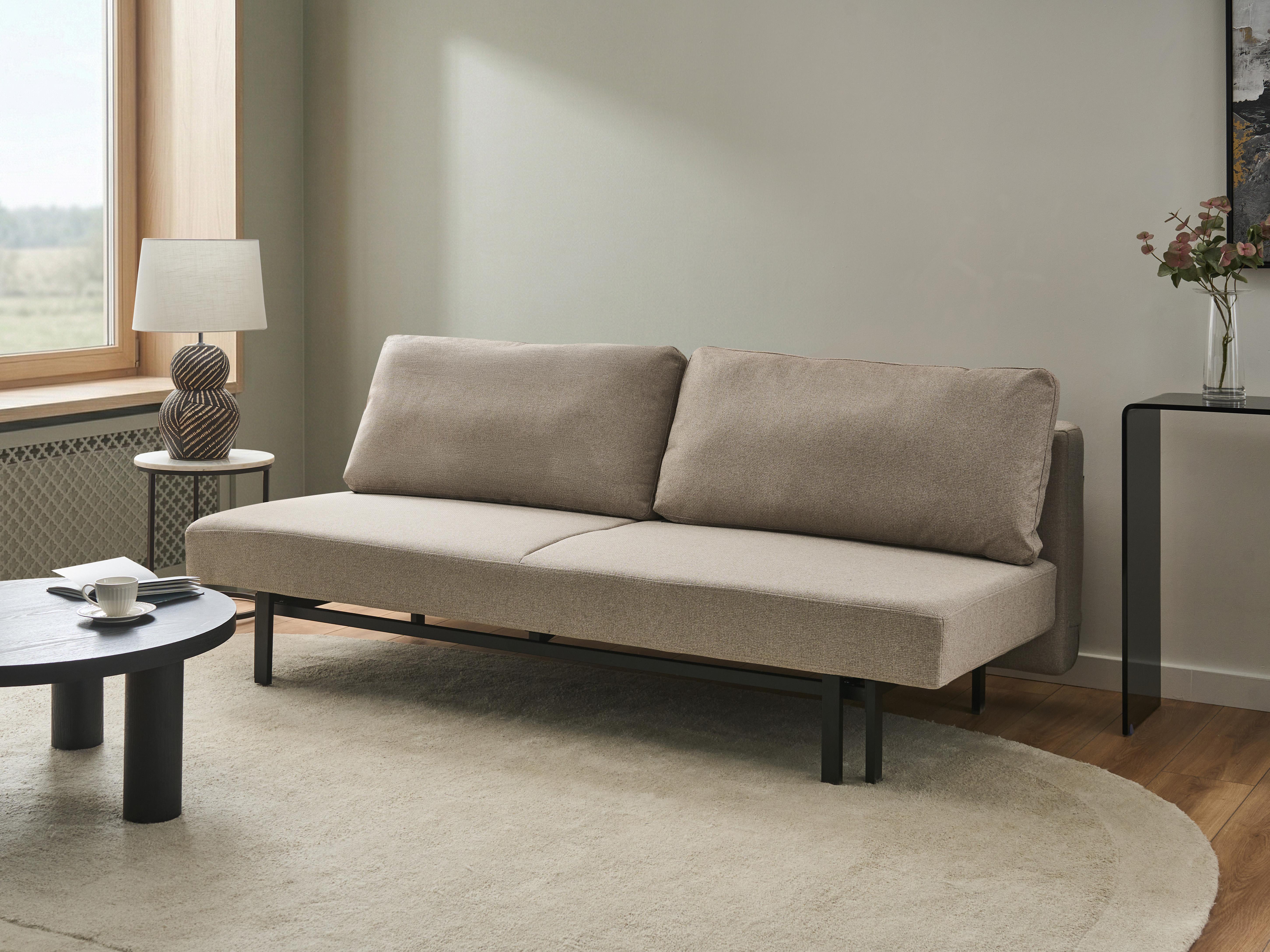 Sofa Bed 3 Seater ROYKKA Fabric Beige