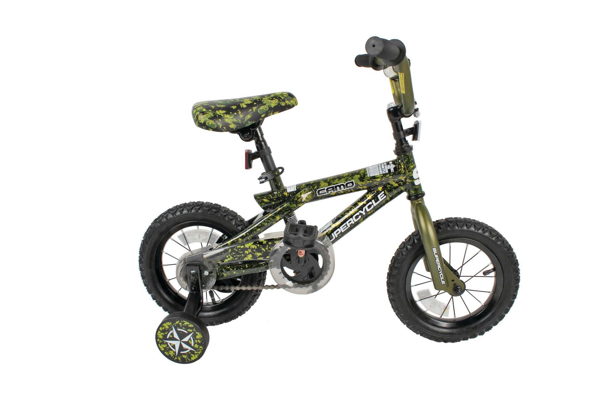 Supercycle Camo Kids Bike, 12-in, Green