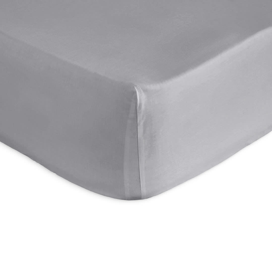 PURE DH - Drap housse en percale de coton PURE 140x200+28 cm gris