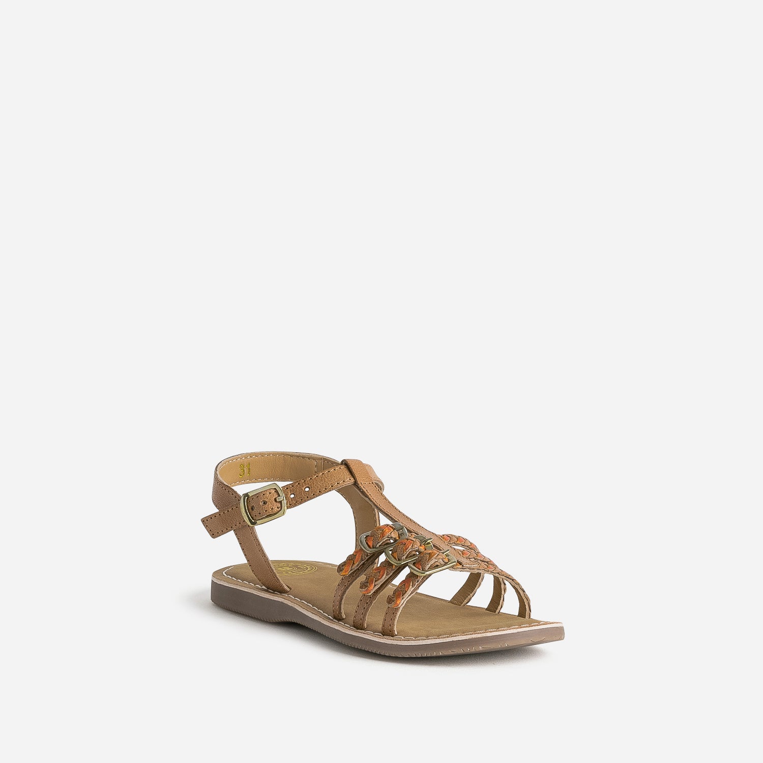 Sandale BUGGY marron en cuir brides tressées