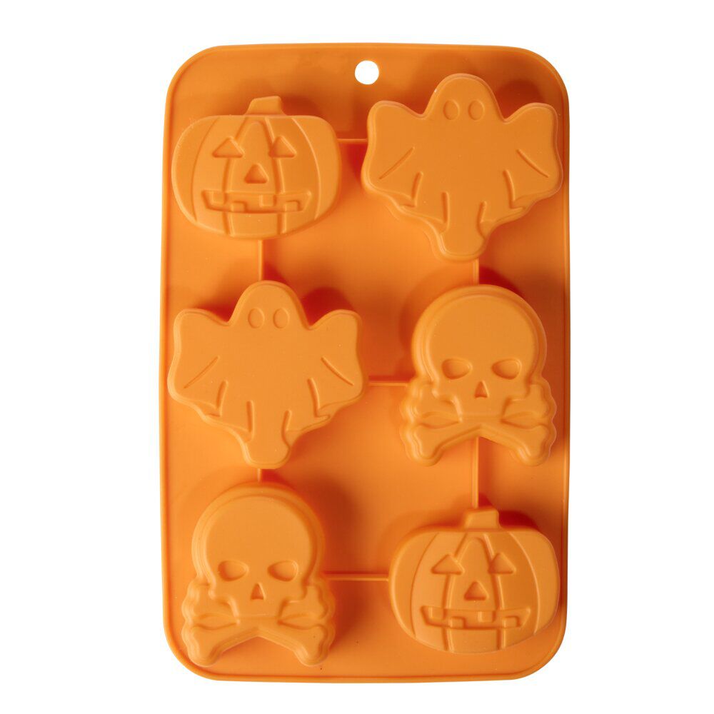 Moule à gâteau Halloween x6 silicone orange 18x27cm