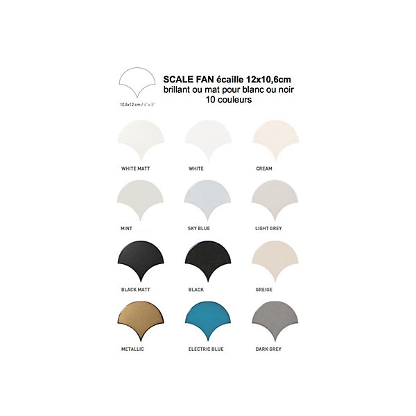 Carrelage mural faïence effet graphique SCALE FAN écaille 12x10,6cm -- boîte de 0.37 m2
