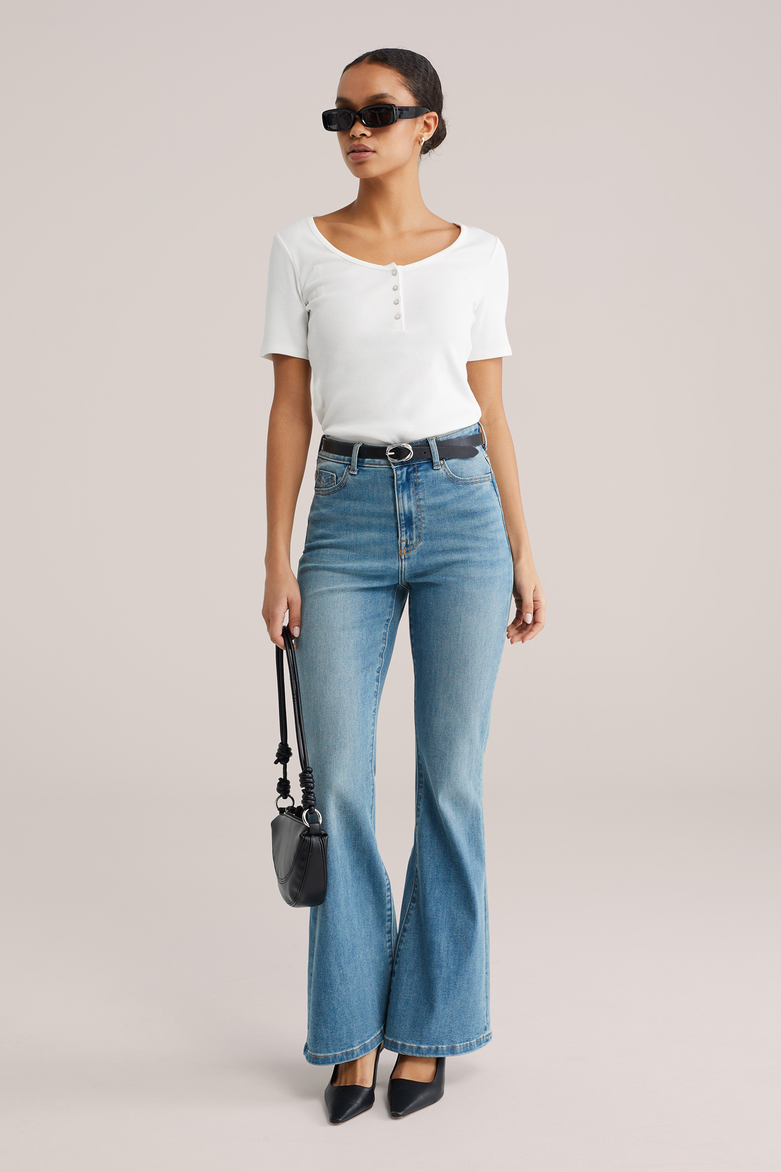 Dames high waist super flared jeans