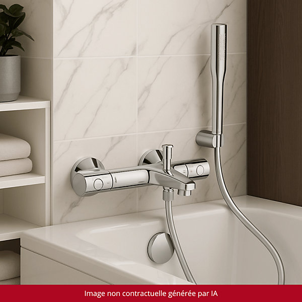 Pack mitigeur thermostatique GROHE Grohtherm 800  Douchette Get Stick   Flexible1750 mm et support
