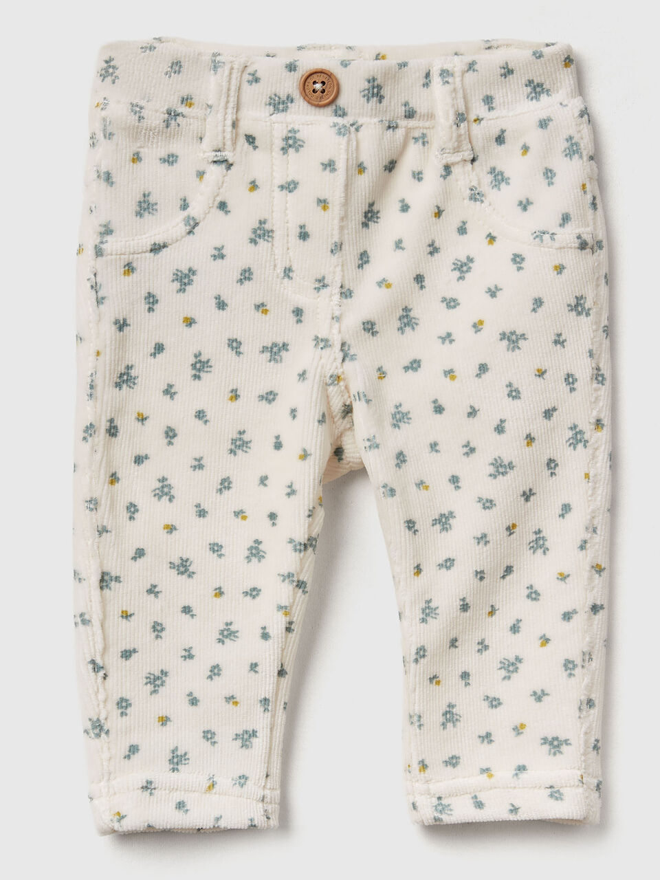 Trousers with chenille pattern print