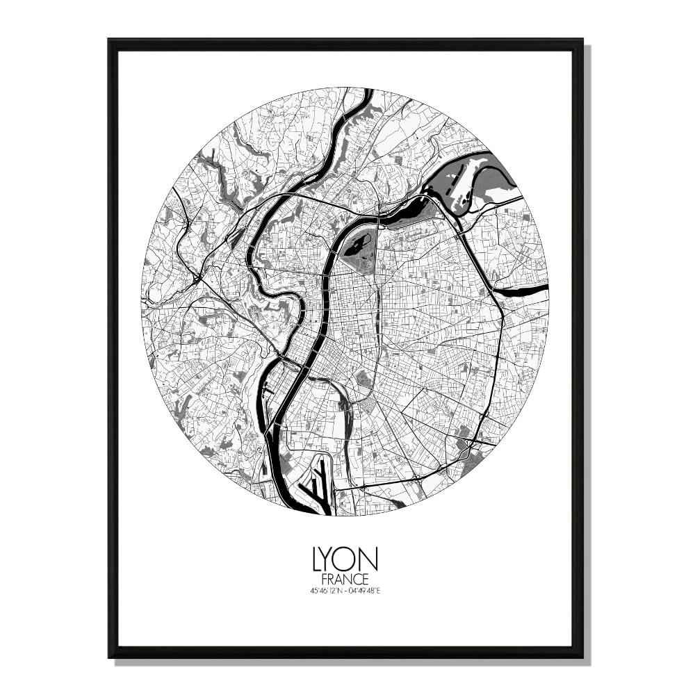 - Affiche Lyon Carte ronde 40x50
