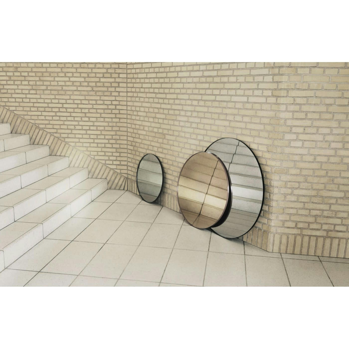 CIRCUM - Miroir mural teinté rose small rond D70cm