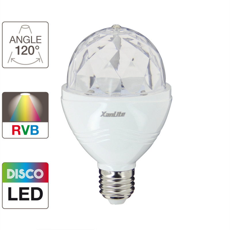 Ampoule Disco P80 LED E27 motorisée XANLITE