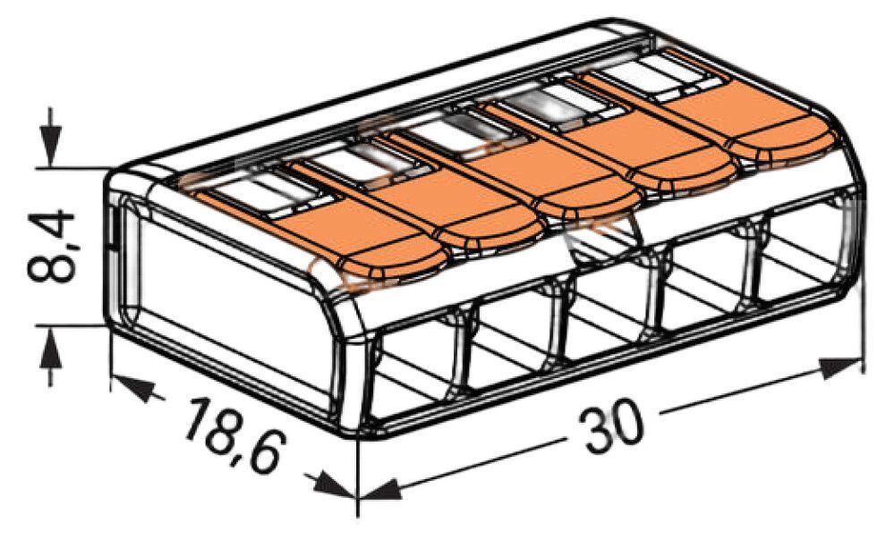 KOBLINGSKLEMME WAGO 221-415 5POL 25STK/PK