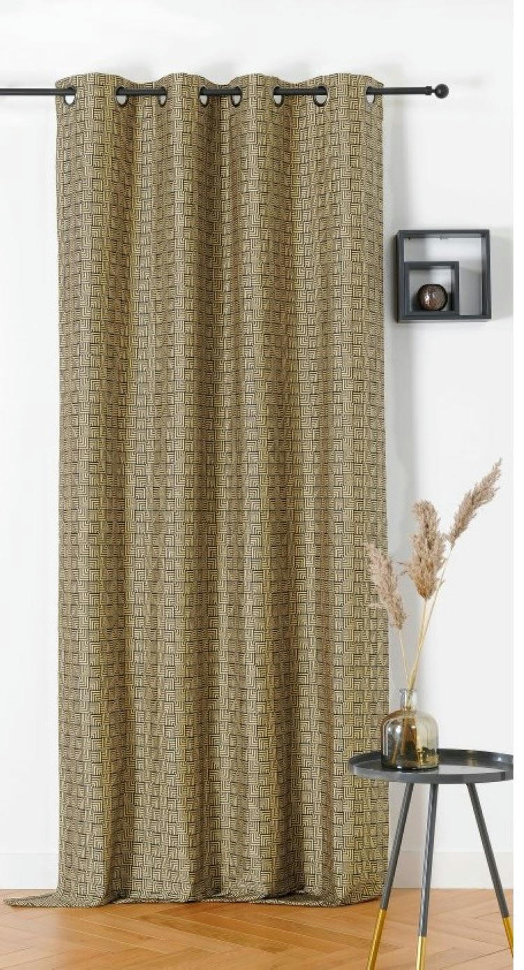 HERACLÈS - Rideau d'ameublement moutarde 140x240cm