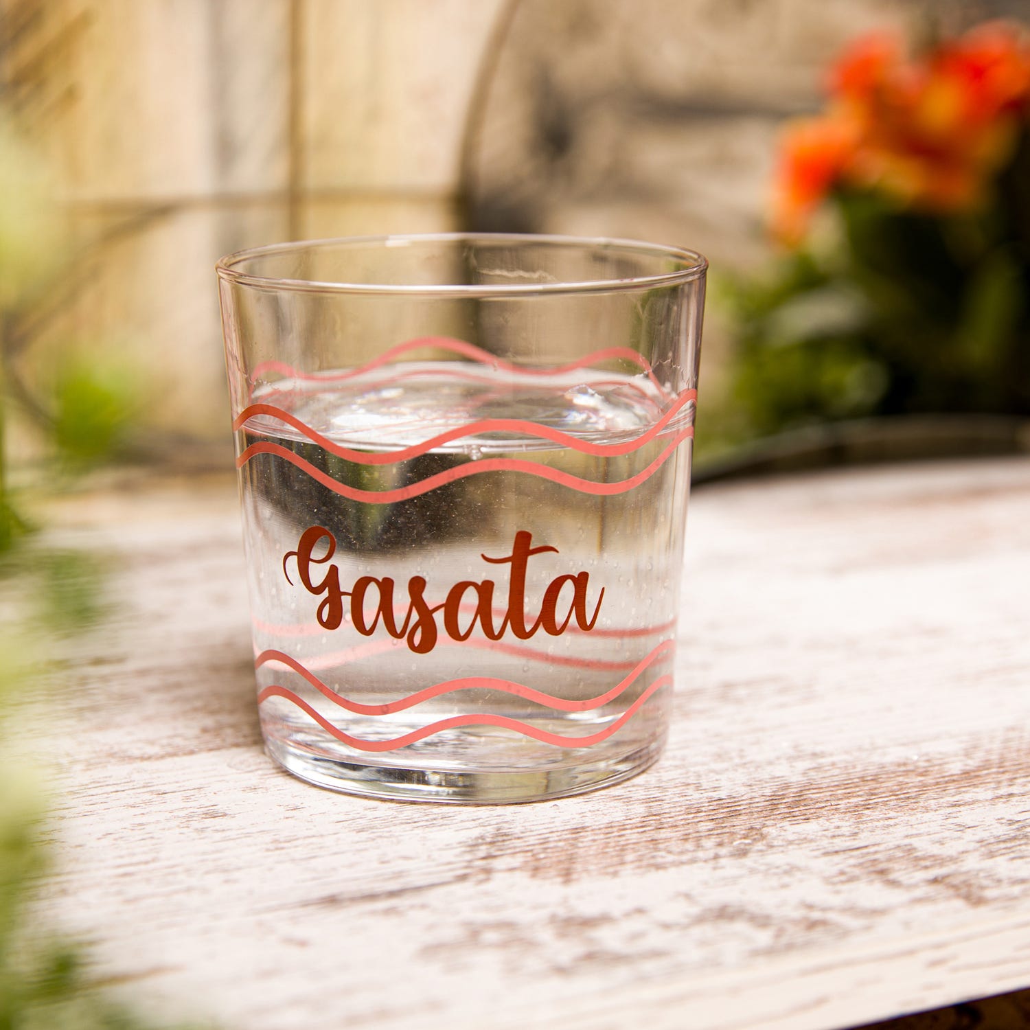 Bicchiere in vetro da 375 cc Acqua Gasata, rosso