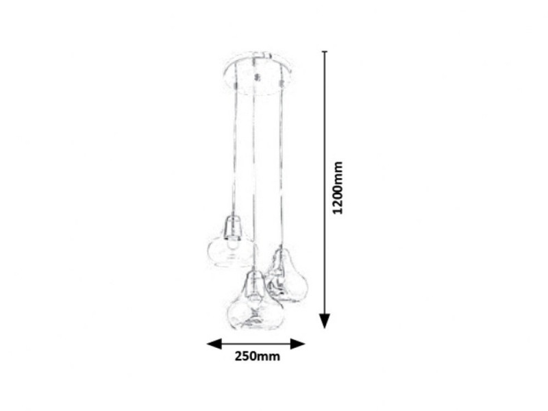 Lampa wisząca chromowana kolor dymny Jezabel 3xE27x60W Rabalux